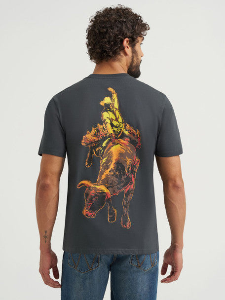 Wrangler Men's Washed Black Bucking Bronco Tee