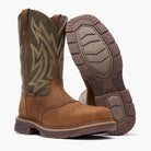 men's brown & green work boot