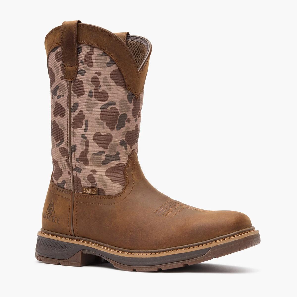 camo brown leather men's boot