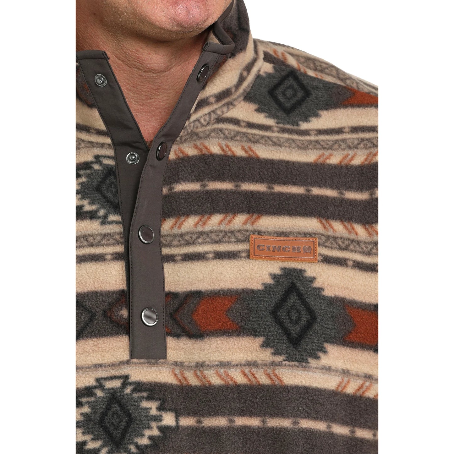 Cinch Men's Brown Printed Polar Fleece Pullover