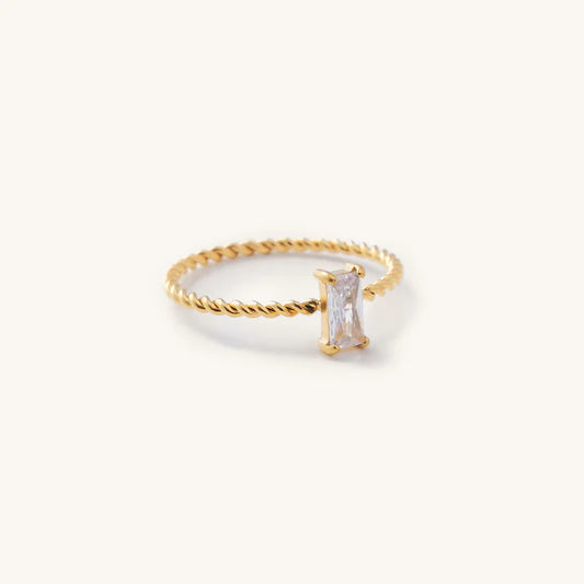 Waterproof Chelsey Crystal Gold Ring