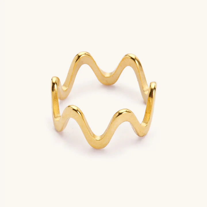 Waterproof Gold Mollie Wavy Ring