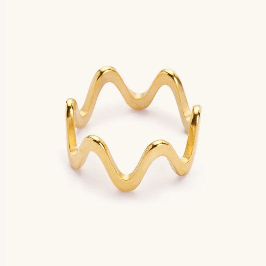 Waterproof Gold Mollie Wavy Ring