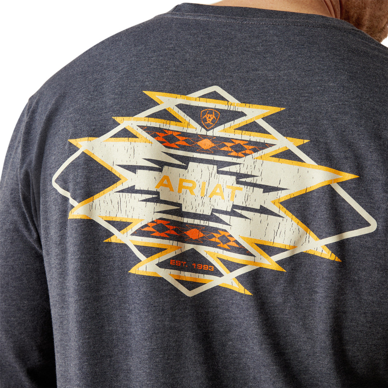 ARIAT SALTILLO LOCKUP NAVY HEATHER  MENS T-SHIRT