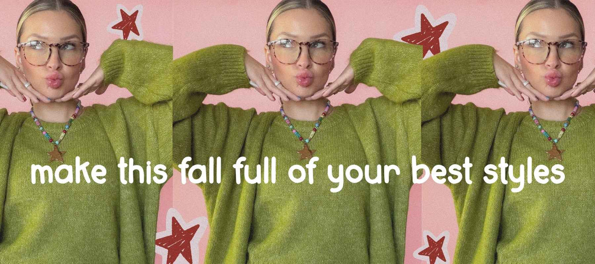 make this fall full of your best styles quote with background image of girl wearing green
