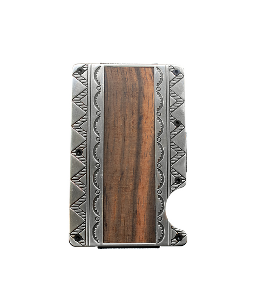 Mens 3-D Belt Smart Wood Inlay Brown Wallet