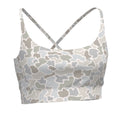 Local Girl sports bra in Bottomland camo print, shown in one of several available colors