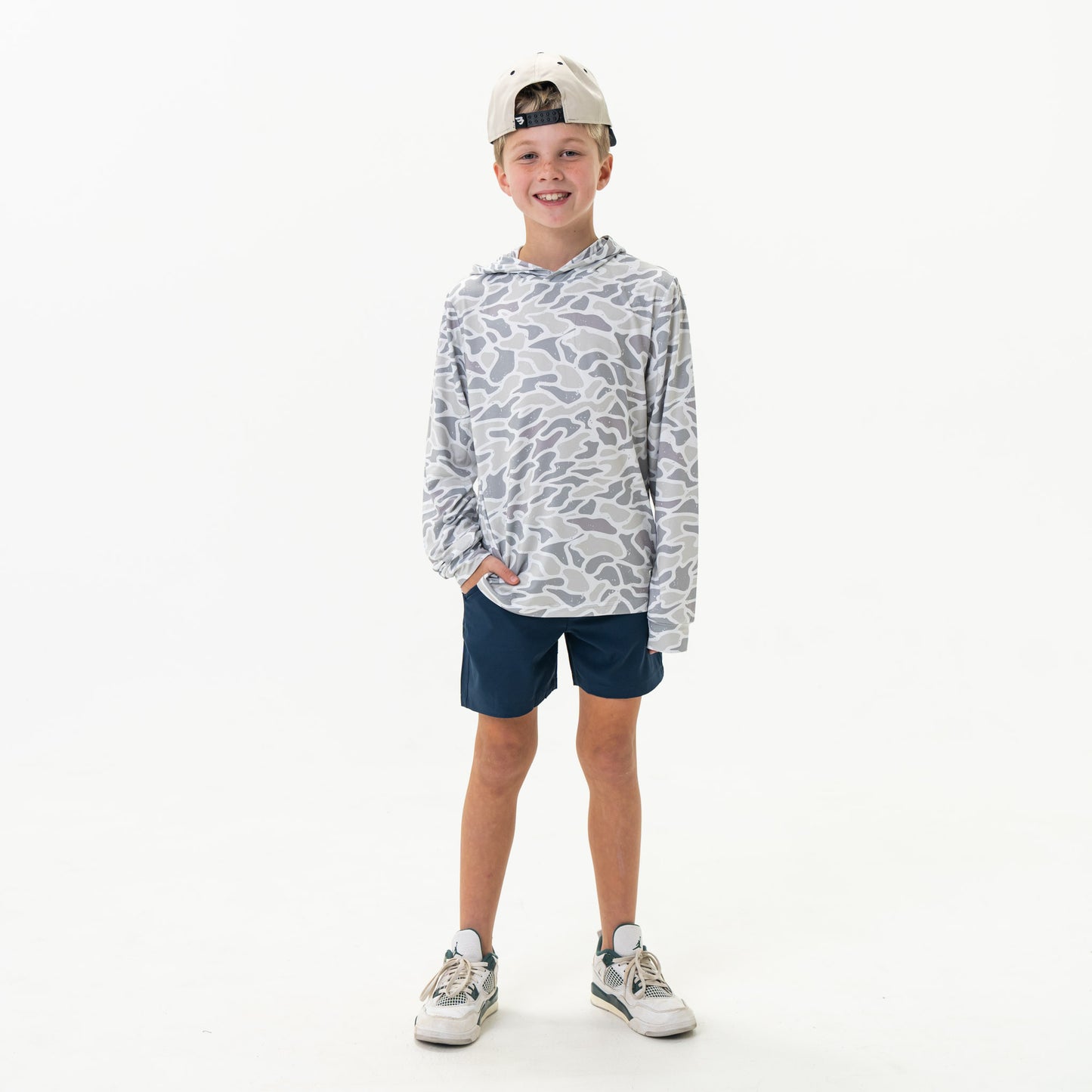 Youth Burlebo White Camo Performance Hoodie