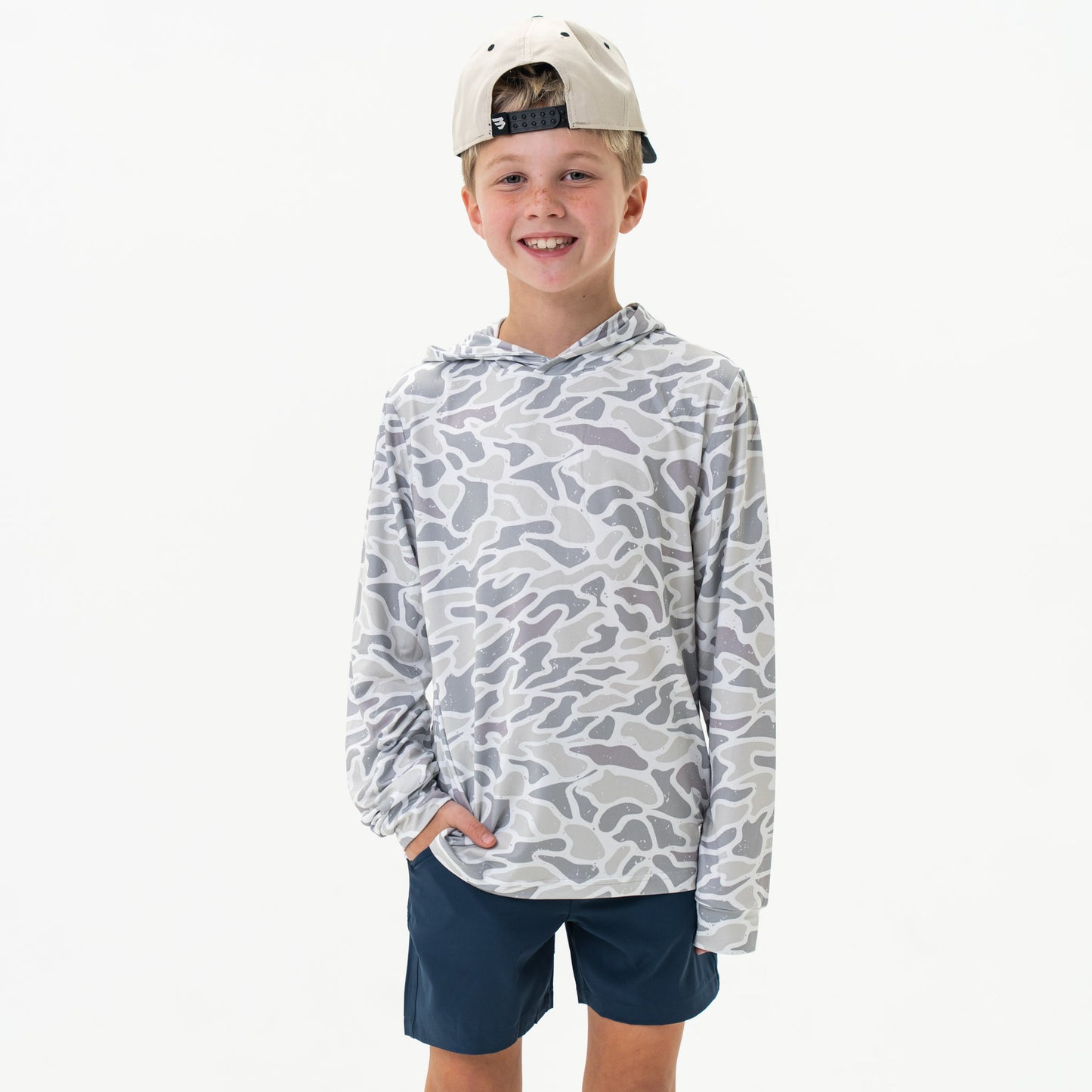 Youth Burlebo White Camo Performance Hoodie