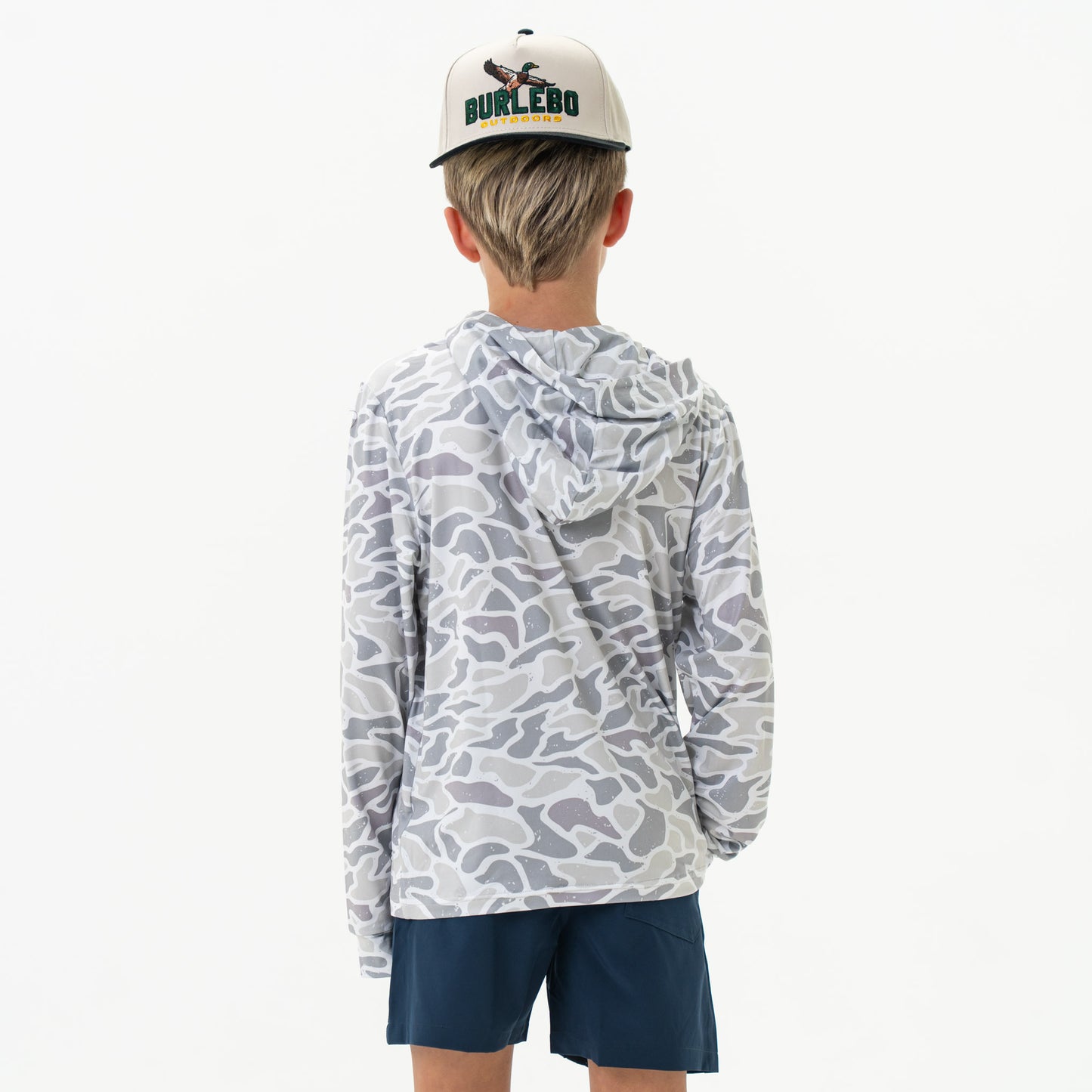 Youth Burlebo White Camo Performance Hoodie