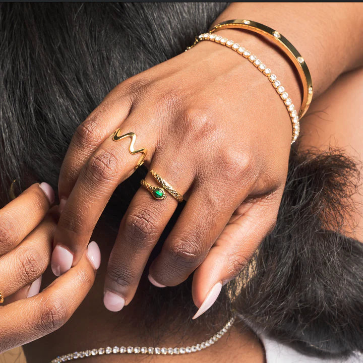 Waterproof Gold Mollie Wavy Ring