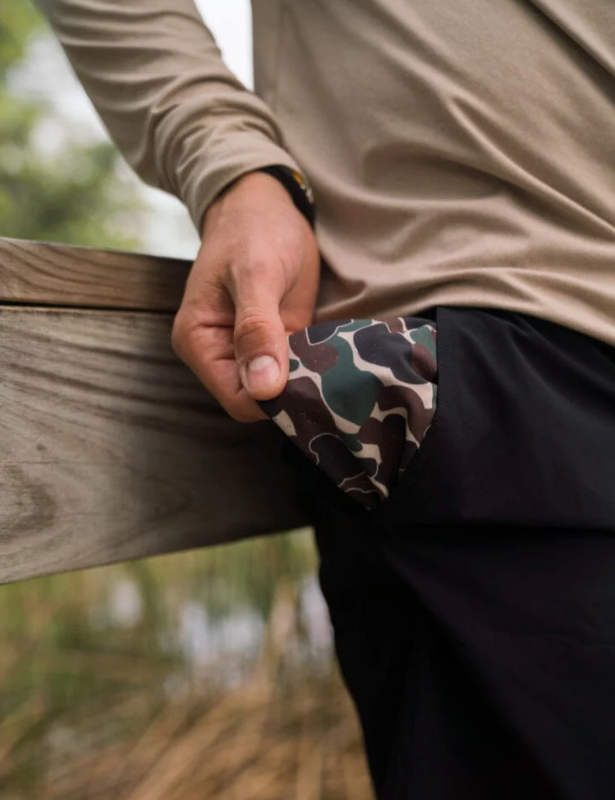 Burlebo Everyday Shorts - Matte Black - Throwback Camo Pocket