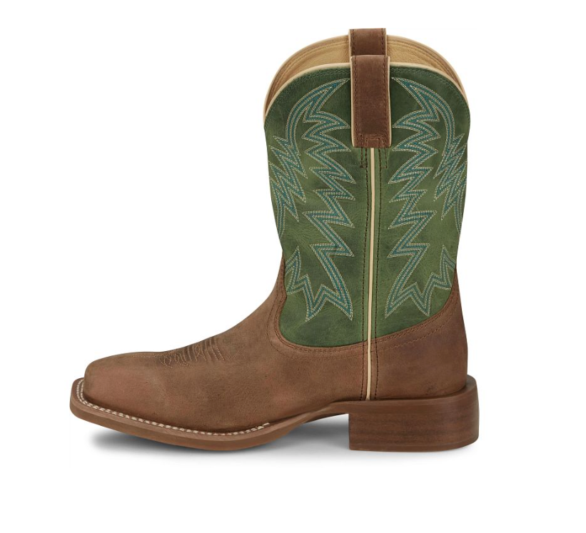 Men's Big Bucks 11" Western Justin Boot Tan & Green