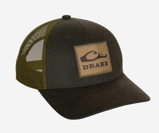 Leather Patch Mesh Back Cap Dark Brown By Drake