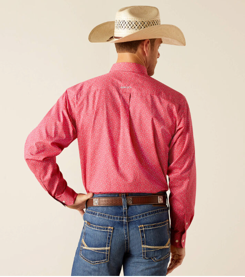 Ariat Wrinkle Free Brennan Classic Fit Pink Button Up Shirt