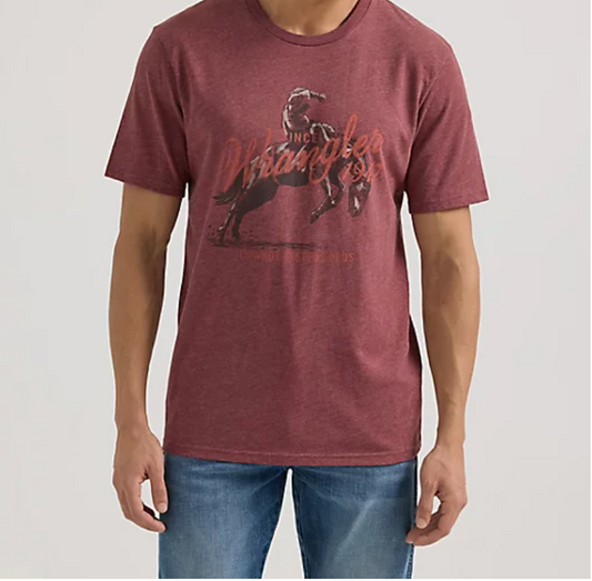 Men's Maroon Bucking Horse Graphic T-Shirt