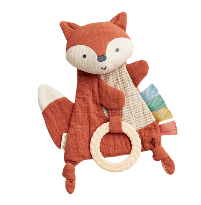 Bitzy Crinkle Fox Sensory Crinkle Toy With Teether