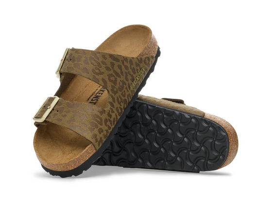 Arizona Synthetic Leopard Khaki Birkenstock Sandal