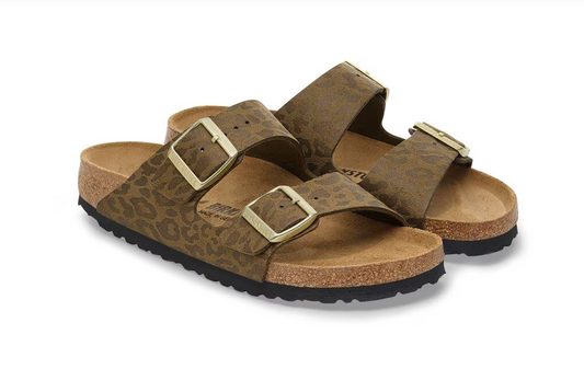 Arizona Synthetic Leopard Khaki Birkenstock Sandal