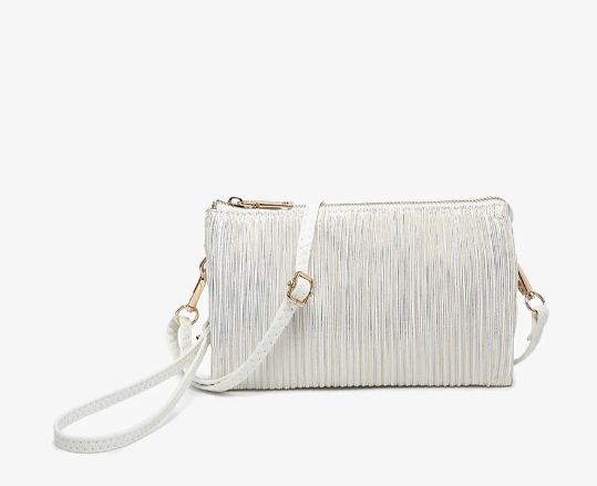 Riley White Shimmer Stripe Crossbody Bag