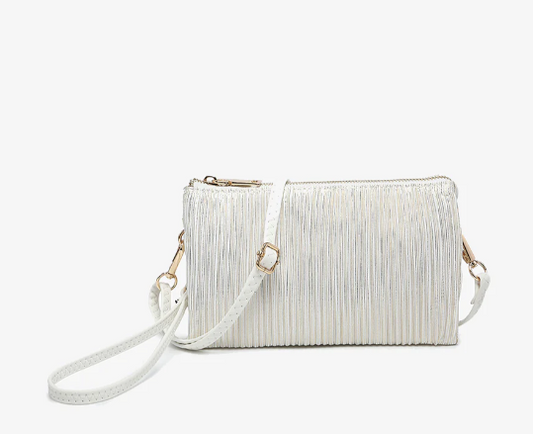 Riley White Shimmer Stripe Crossbody Bag