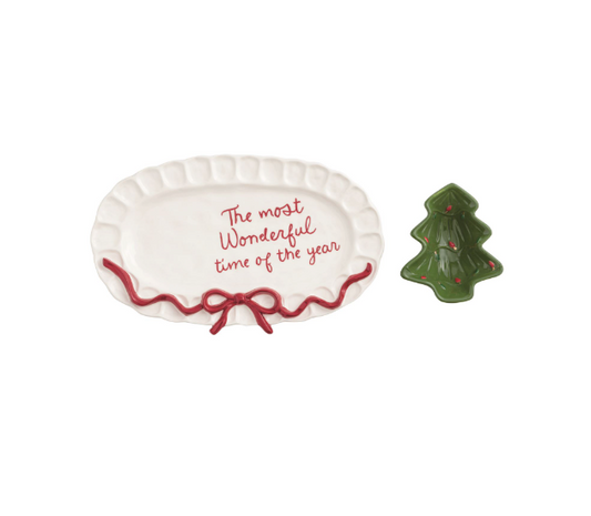 Bow Tree Platter & Tidbit Set