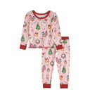Girls Pink Christmas Pajama Set