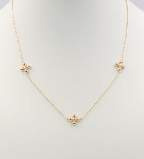 Gold Chain with Beaded Cross Shape 16"-18" Necklace