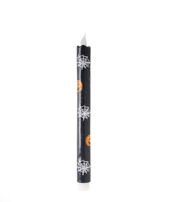 Halloween LED taper candles, shown in one of four available colors