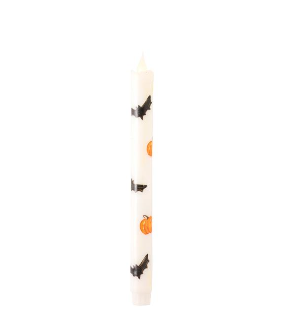 Halloween LED taper candles, shown in one of four available colors
