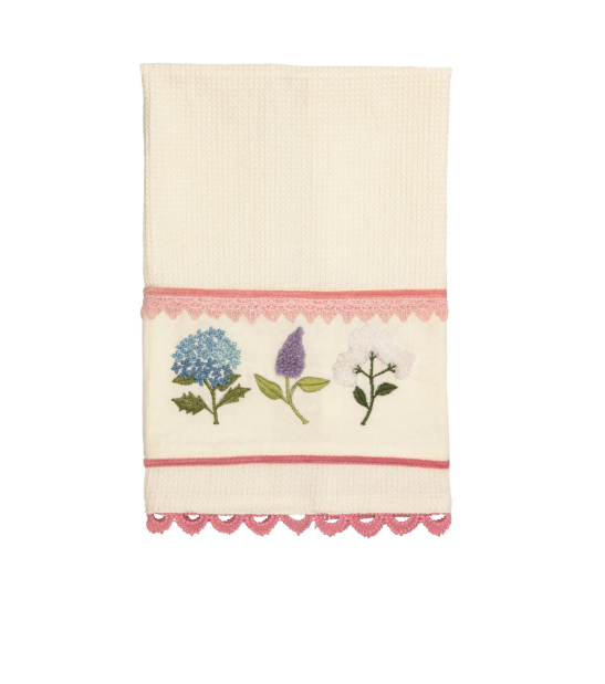 Floral Embroidered Waffle Towels