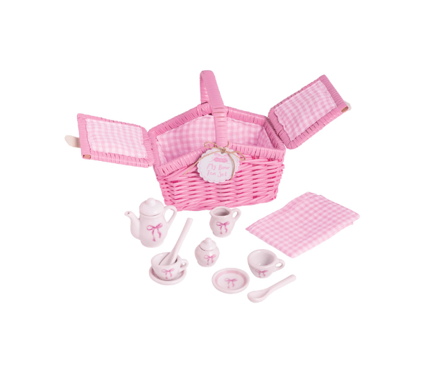 Kid's Pink Mini Tea Basket Set