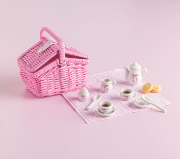 Kid's Pink Mini Tea Basket Set