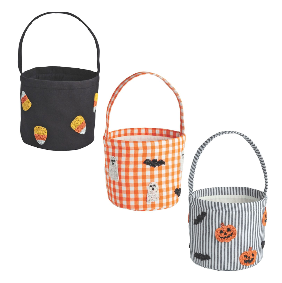 Mud Pie Halloween Beaded Treat Buckets - 3 Colors