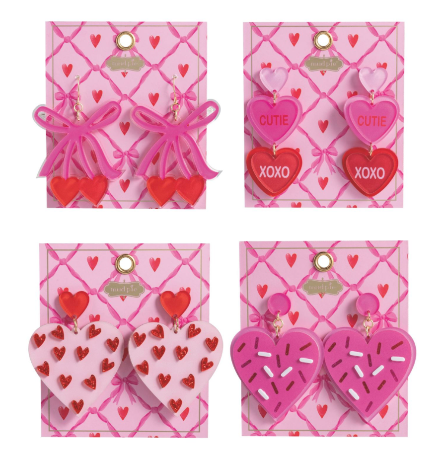 Mud Pie Valentine's Earrings - 4 Colors