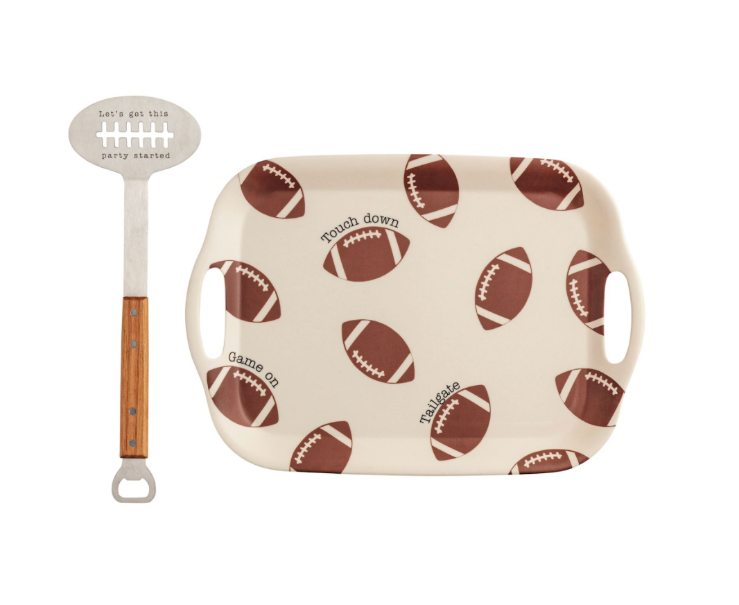 Mud Pie Football Tray and Spatula Set