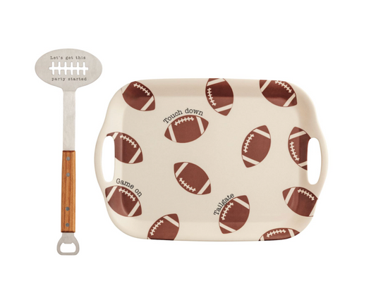 Mud Pie Football Tray & Spatula Set