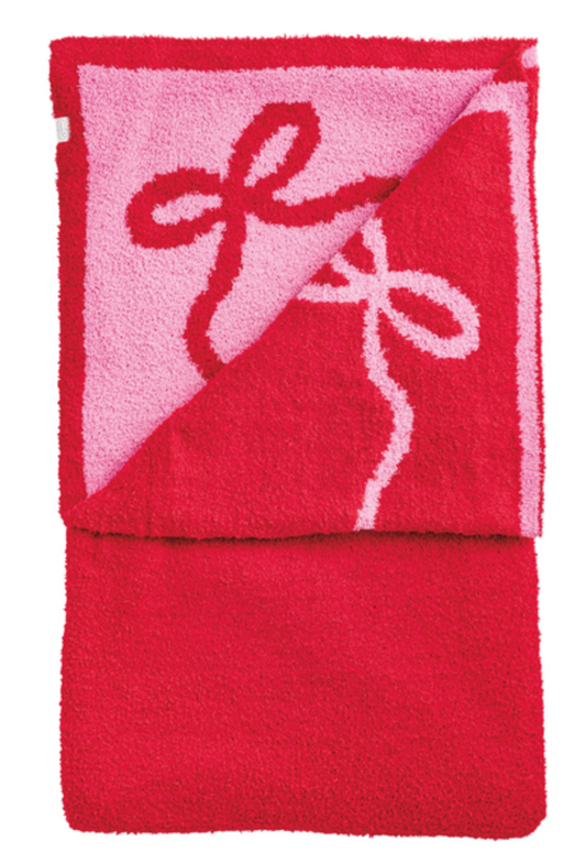 Red Pink Holiday Chenille Blanket - 2 Colors