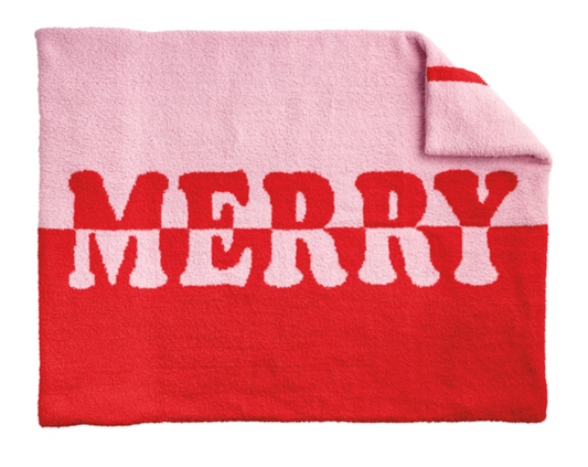 Red Pink Holiday Chenille Blanket - 2 Colors
