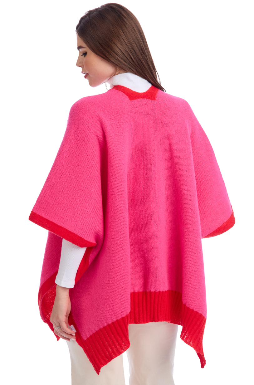 Mud Pie Bringham Pink Reversible Poncho