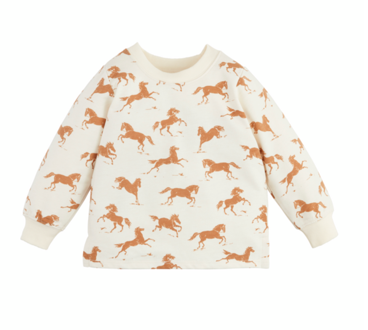 Mud Pie Cream Horse Girl's Sweatshirt