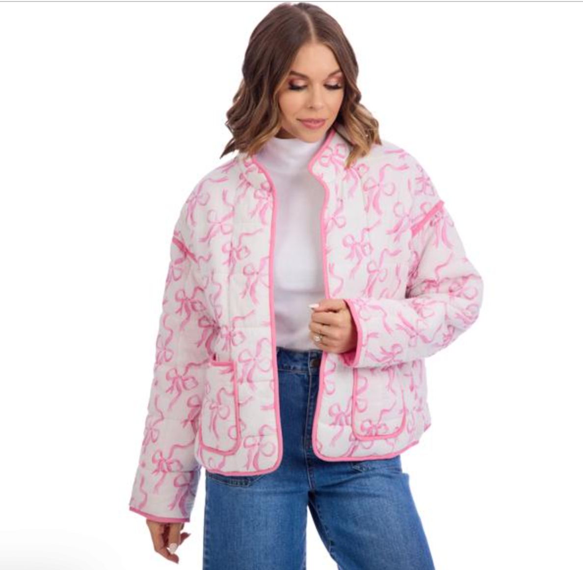 Mud Pie White Cher Quilted Jacket