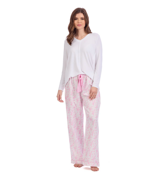 Mud Pie Pink Bow Pajama Pant