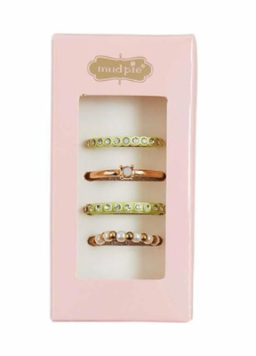 Mud Pie Bright Green Layering Ring Set