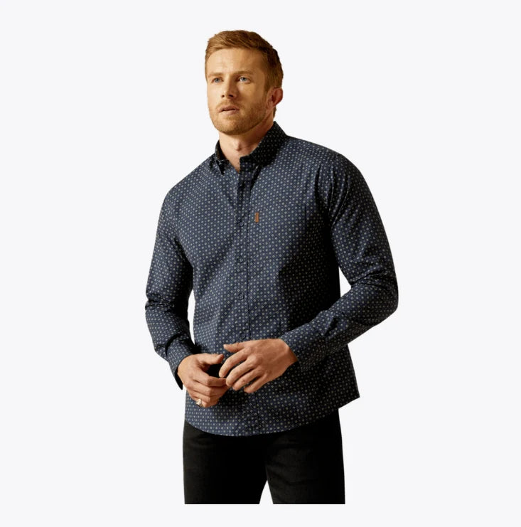 Ariat Men's Mylo Navy Modern Fit Long Sleeve Shirt
