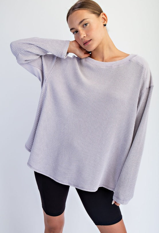 Break Routine Waffle Knit Top -2 Colors