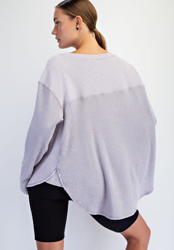 Break Routine Waffle Knit Top -2 Colors