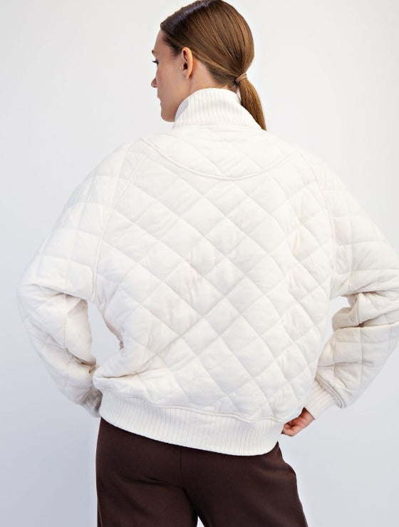 Building Habits Bone Quilted Pullover