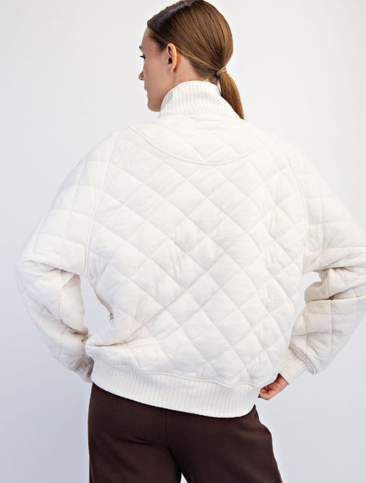 Building Habits Bone Quilted Pullover