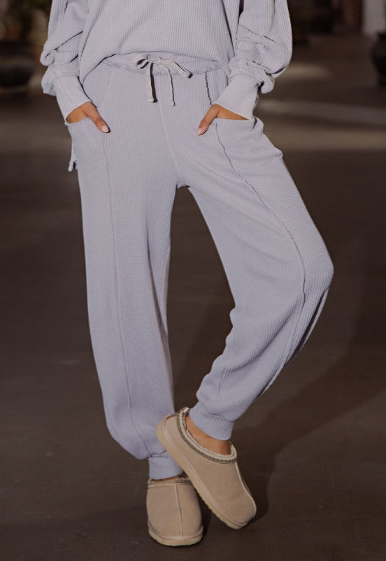 Break Routine Lavender Waffle Knit Jogger Pants